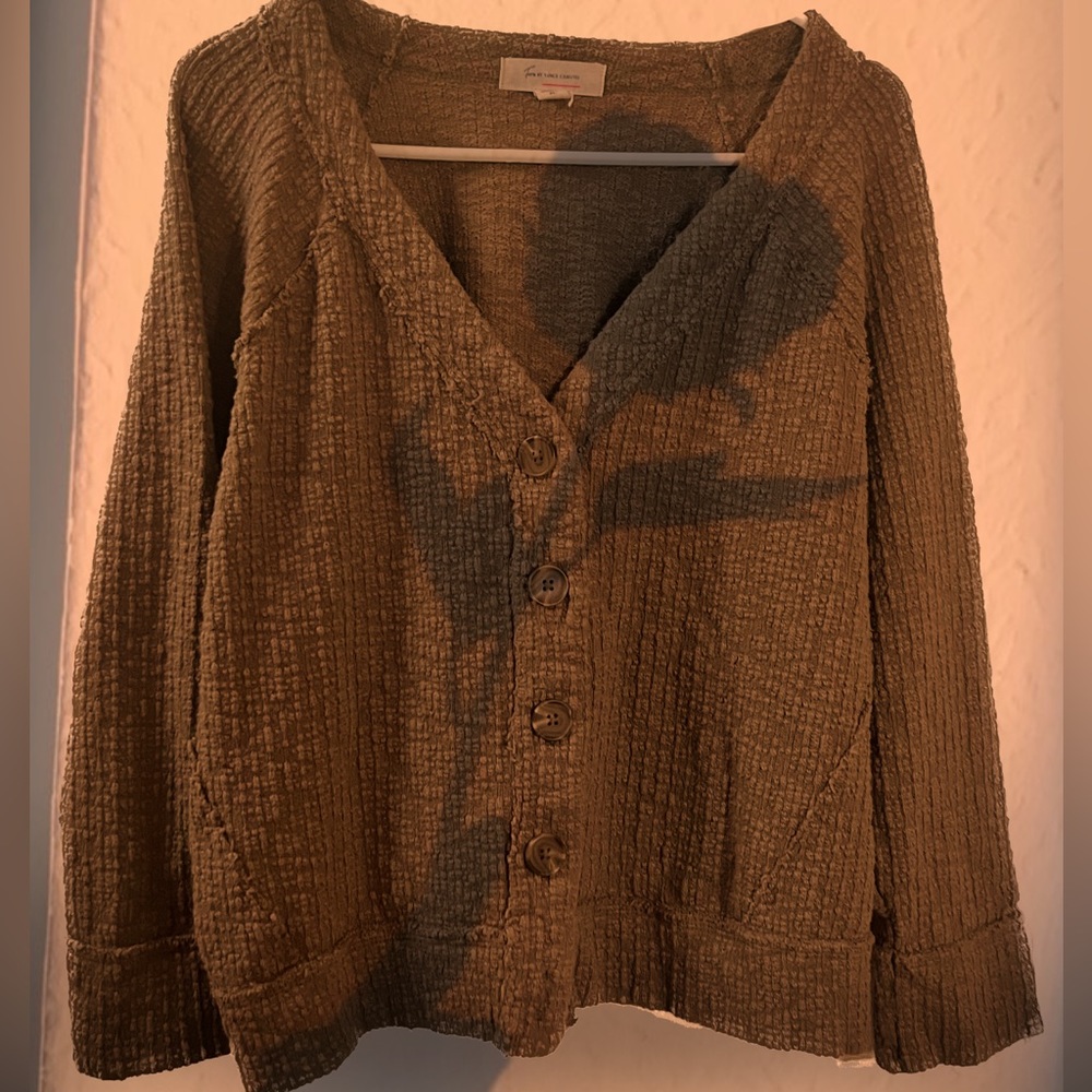 SHORT CARDIGAN // Unisex Sage Colored Cardigan Size M